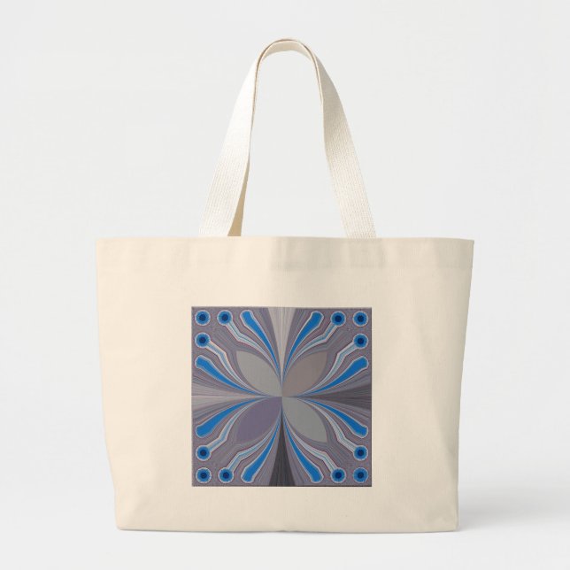 Bolsa Tote Grande Impressão de Textura de Bolinhas de Cinza Azul (Frente)