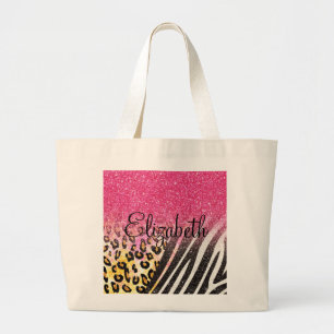 Bolsa Tote Grande Impressão sobre leopardo de tendências femininas