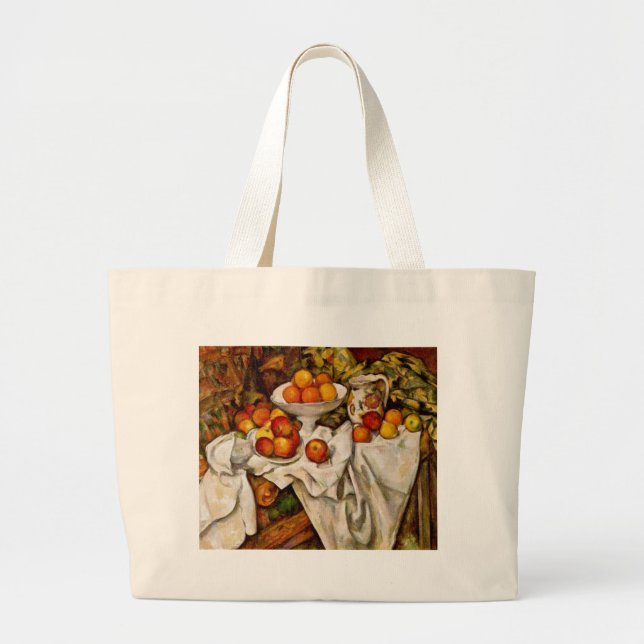 Bolsa Tote Grande Impressionismo de Impressão de Maçãs e Laranjas de (Frente)