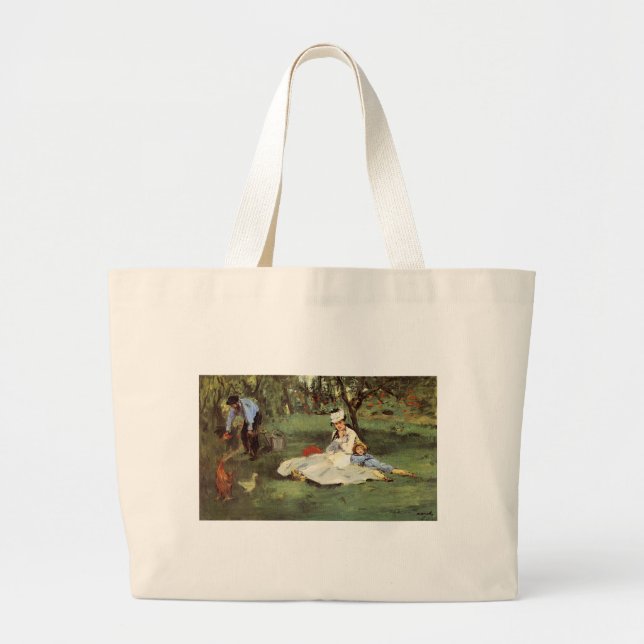 Bolsa Tote Grande Impressionista Manet Pintura da Família Francesa (Frente)