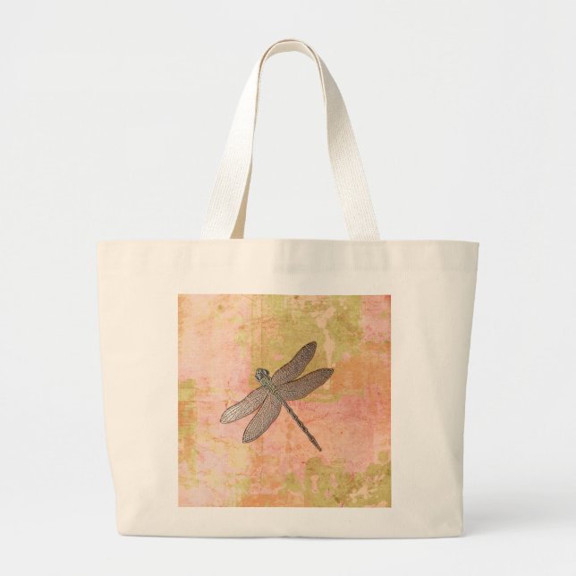 Bolsa Tote Grande Impressões Rosa Libélula (Frente)