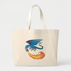 Bolsa Tote Grande incêndio do dragão azul