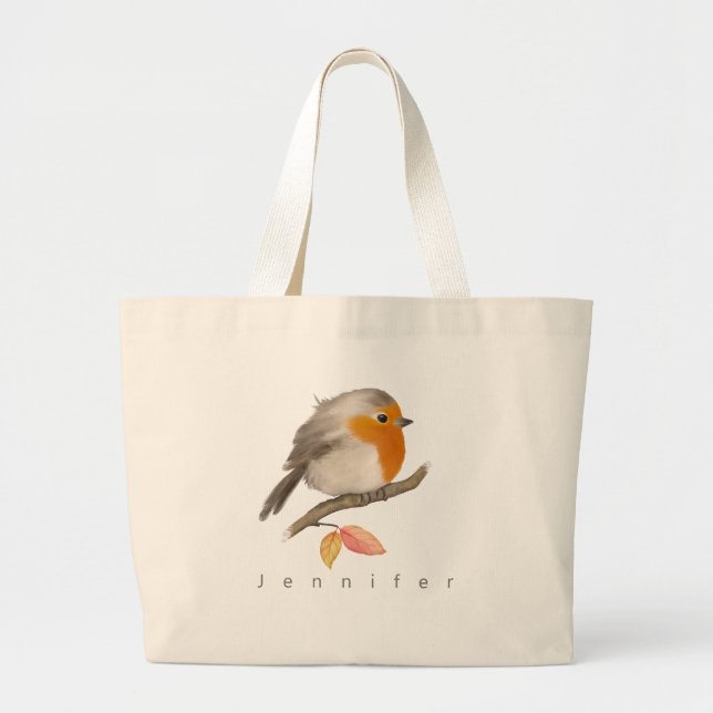 Bolsa Tote Grande Inglês Robin Bird (Frente)