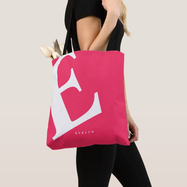 Bolsa Tote Grande Inicial | Tipografia Moderna | Rosa (Close Up)