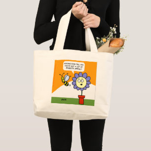 Bolsa Tote Grande Insetos de Arte de Flor e Abelhas Apelam Engraçado