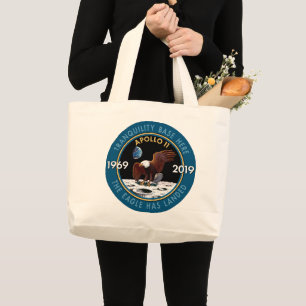 Bolsa Tote Grande Insígnias do remendo da missão do aniversário d