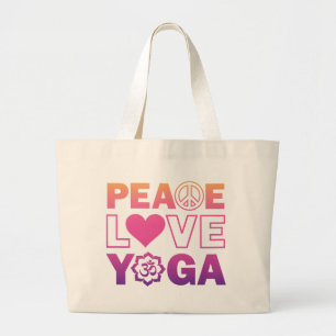 Bolsa Tote Grande Ioga do amor da paz