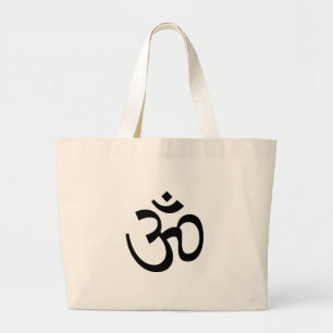 Bolsa Tote Grande Íoga, Ícone de Aum Om, Símbolo Hinduísmo, branco p