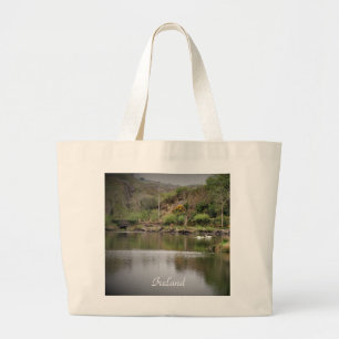 Bolsa Tote Grande Ireland, cortiça do condado, lago, cisnes,