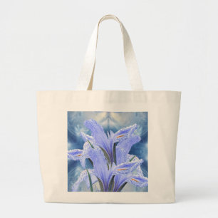 Bolsa Tote Grande Íris azul do pingo de chuva