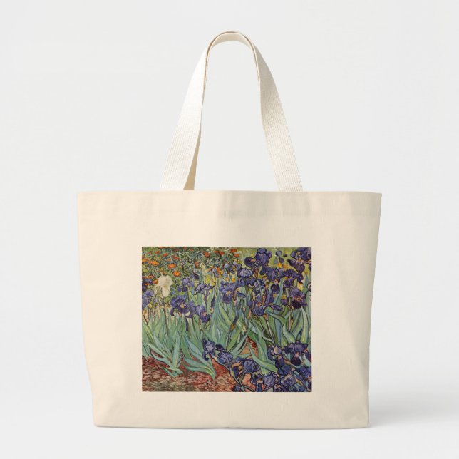 Bolsa Tote Grande Íris de Van Gogh Pintura Impressionista (Frente)