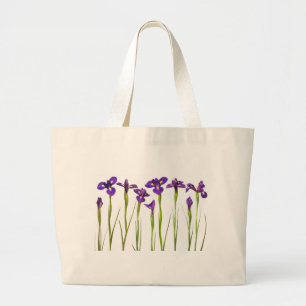 Bolsa Tote Grande Íris roxas isoladas em um fundo branco