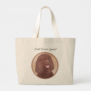 Bolsa Tote Grande Irlandês Water Spaniel IWS Pintando Arte Original 