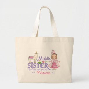 Bolsa Tote Grande Irmã Média da Princesa do Unicórnio