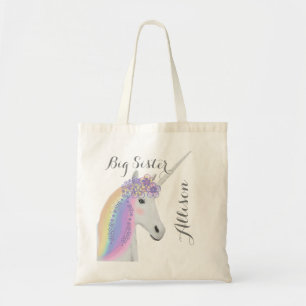Bolsa Tote Grande Irmã Personalizada Rainbow Unicórn