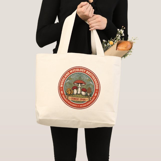 Bolsa Tote Grande Irmandade de Micologia Florestal (Frente (produto))
