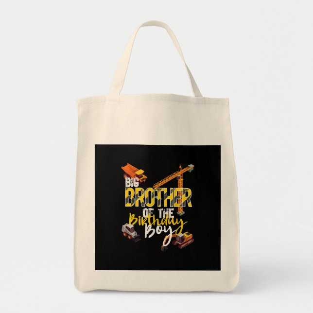 Bolsa Tote Grande Irmão Do Construtor De Meninos De Aniversár (Frente)