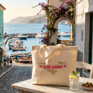 Bolsa Tote Grande Irmãs doces adoram ilustração de grande saco de co