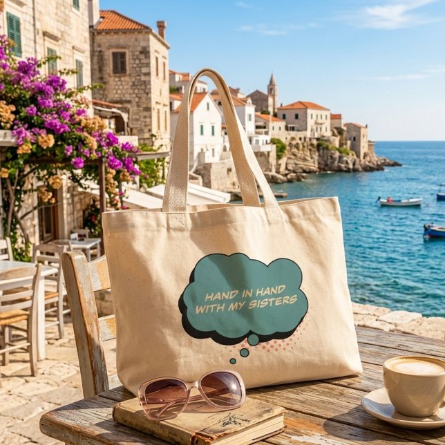 Bolsa Tote Grande Irmãs doces amam sacola de compras (Criador carregado)