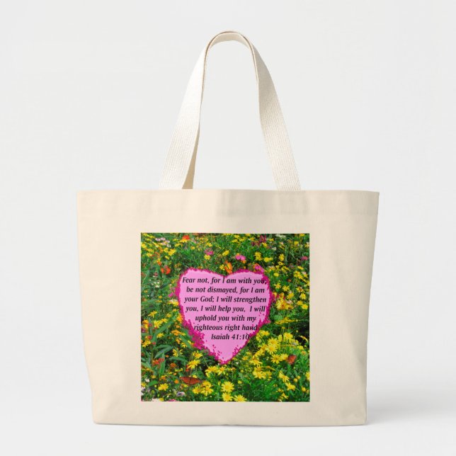 BOLSA TOTE GRANDE ISAIAH 41:10 WILDFLOWER PHOTO DESIGN (Frente)