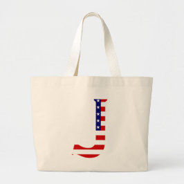 Bolsa Tote Grande J Monograma sobreposto no USA Flag jtcnt