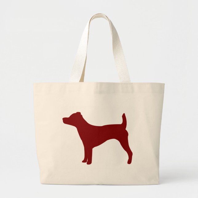 Bolsa Tote Grande Jack Russell Terrier (vermelho) (Frente)