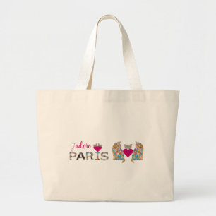 Bolsa Tote Grande J'adore Paris, Cats in Love, Hearts Butterflies