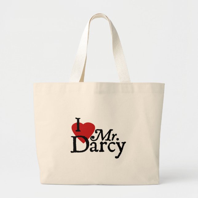 Bolsa Tote Grande Jane Austen EU AMO o Sr. Darcy (Frente)