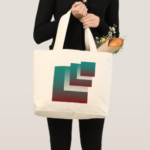 Bolsa Tote Grande Janelas em branco teal burgundy