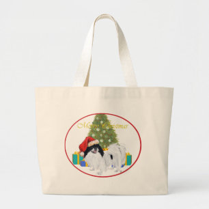 Bolsa Tote Grande Japanese Chin Feliz Natal
