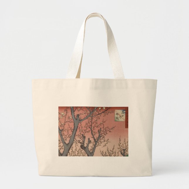 Bolsa Tote Grande Jardim de ameixa de árvore japonês (Frente)
