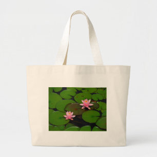 Bolsa Tote Grande Jardim de flores de lírios, de lágrimas, de lótus