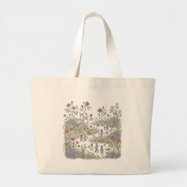 Bolsa Tote Grande Jardim de Rosas Outono