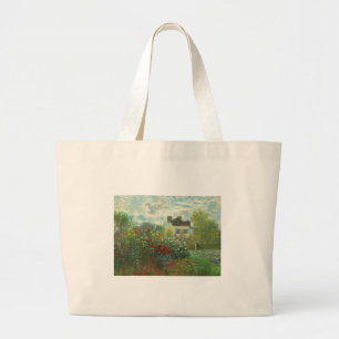Bolsa Tote Grande Jardim do Artista Monet em Argenteuil Pintura