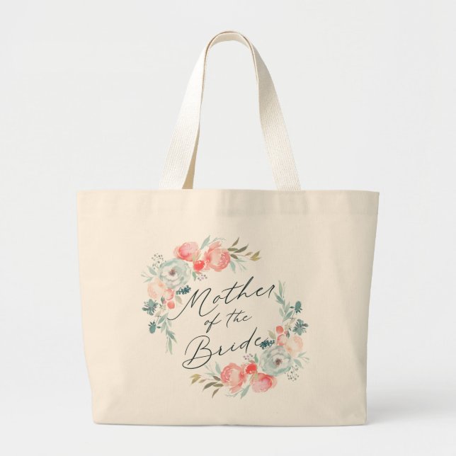 Bolsa Tote Grande Jardim Francês, Terra Floral Mãe da Noiva (Frente)