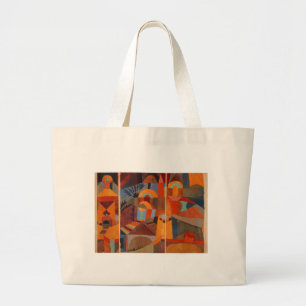 Bolsa Tote Grande Jardins do Templo de Klee, Abstrato Colorida