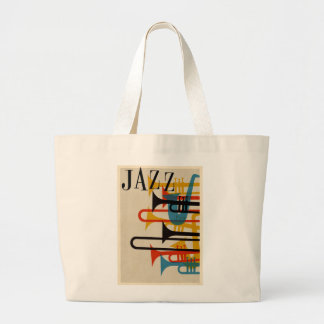 Bolsa Tote Grande jazz retro 1950s estilo poster beatnik meio século