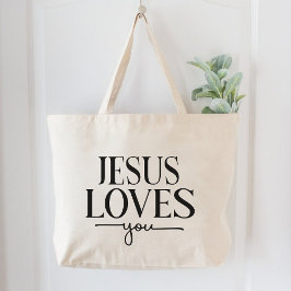 Bolsa Tote Grande Jesus ama as mulheres cristãs inspiradoras
