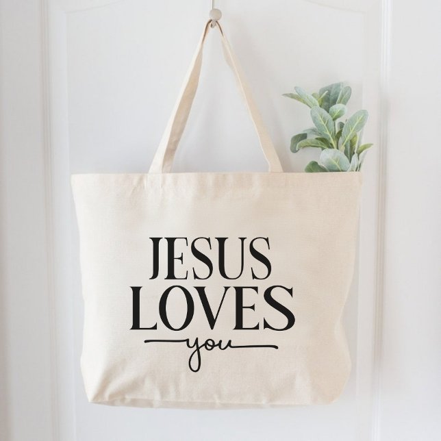 Bolsa Tote Grande Jesus ama as mulheres cristãs inspiradoras (Jesus Loves You Inspirational Christian Women Large Tote Bag)