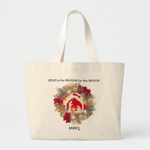 Bolsa Tote Grande JESUS É A RAZÃO DA Natividade de Natal do Monogram