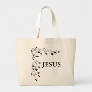BOLSA TOTE GRANDE JESUS FLORAL CORNER BORDER