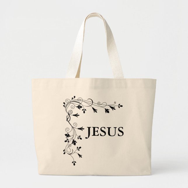BOLSA TOTE GRANDE JESUS FLORAL CORNER BORDER (Frente)