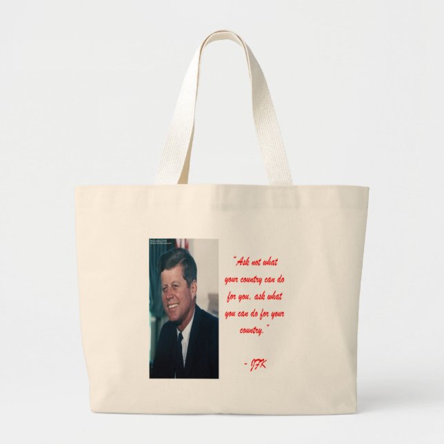 Bolsa Tote Grande JFK & Citação Peça Não (Frente)