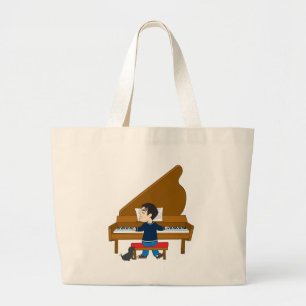 Bolsa Tote Grande Jogador e cão de piano