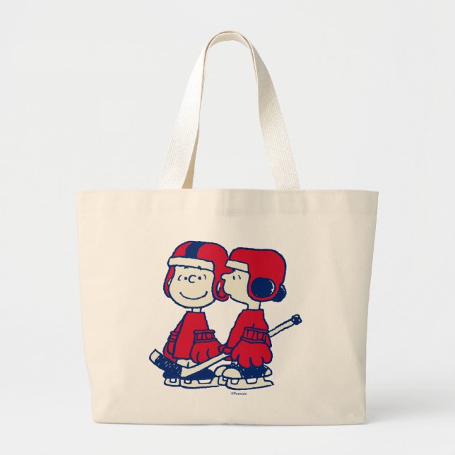 Bolsa Tote Grande Jogadores de Hóquei no Gelo Linus & Lucy (Frente)