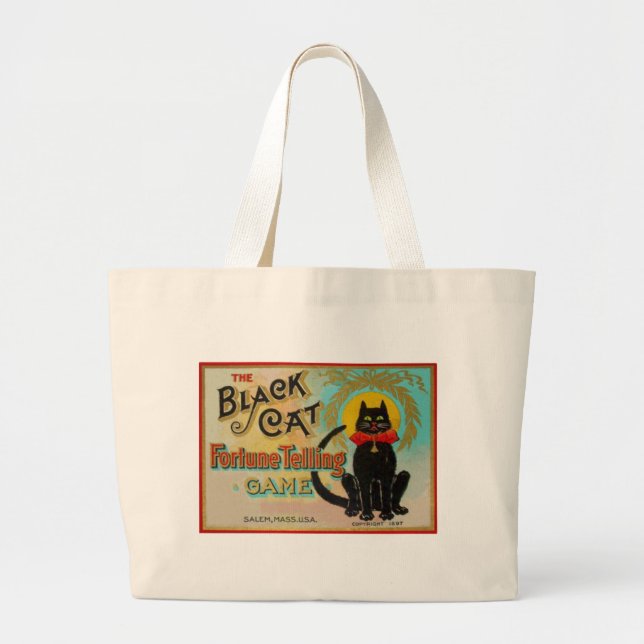 Bolsa Tote Grande Jogo de Advinhação do Gato Preto (Frente)