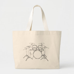 Bolsa Tote Grande Jogo do cilindro de 5 partes: Desenho preto &