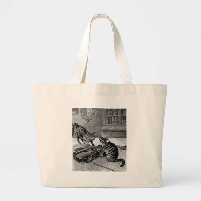 Bolsa Tote Grande Jogo dos gatos (Frente)