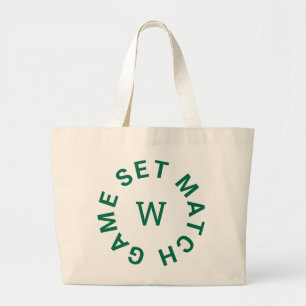 Bolsa Tote Grande Jogo Set Correspondência Monograma Verde de Ténis