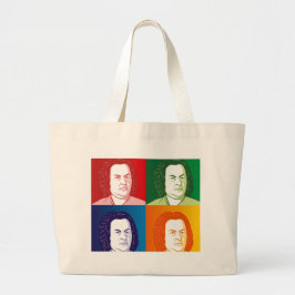 Bolsa Tote Grande Johann Sebastian Bach no estilo cartoon